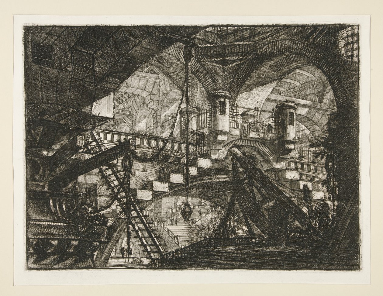 Carceri, XI: De boog met een schelpornament door Giovanni Battista Piranesi