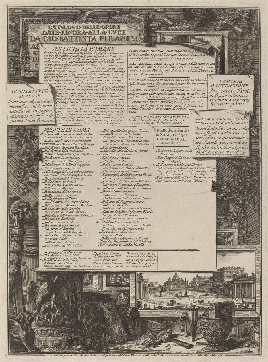 Catalogus van de Werken door Giovanni Battista Piranesi
