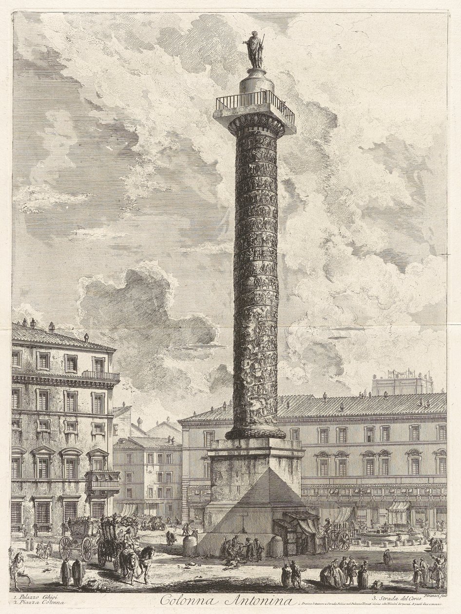 Colonna Antonina (De Zuil van Marcus Aurelius), uit Vedute di Roma (Gezichten van Rome) door Giovanni Battista Piranesi