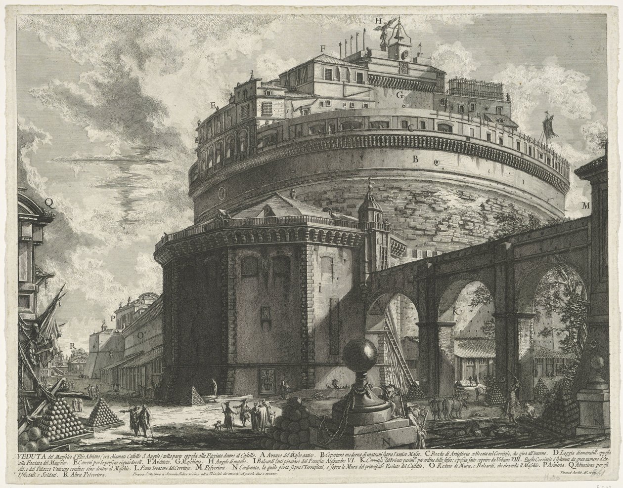 Engelenburcht te Rome door Giovanni-Battista Piranesi