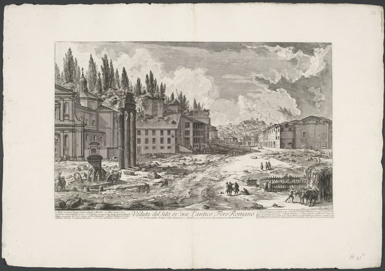 Forum Romanum met de Tempel van Jupiter Stator te Rome door Giovanni Battista Piranesi