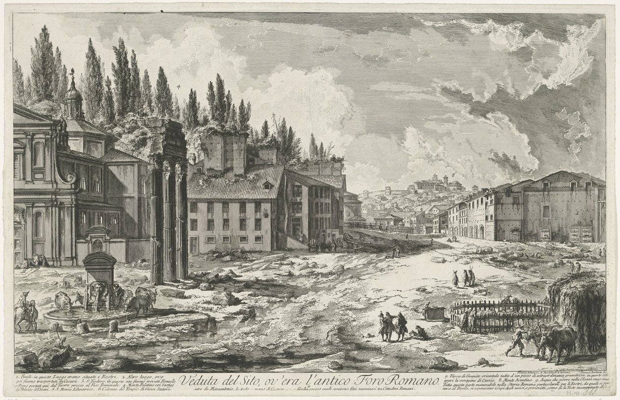Forum Romanum met de Tempel van Jupiter Stator te Rome door Giovanni Battista Piranesi