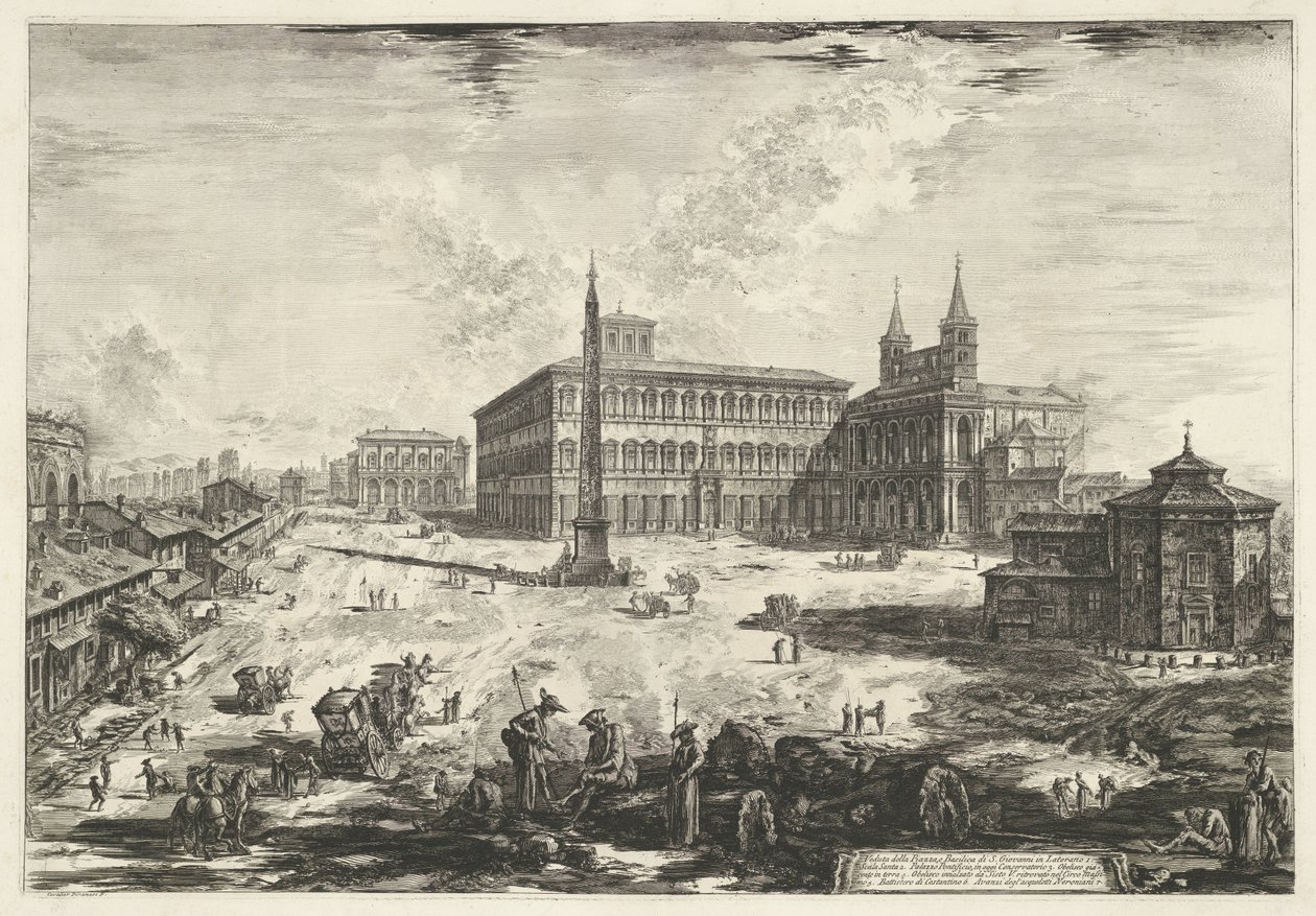 Gezicht op het Lateraan te Rome met de Sint-Jan van Lateranen door Giovanni Battista Piranesi
