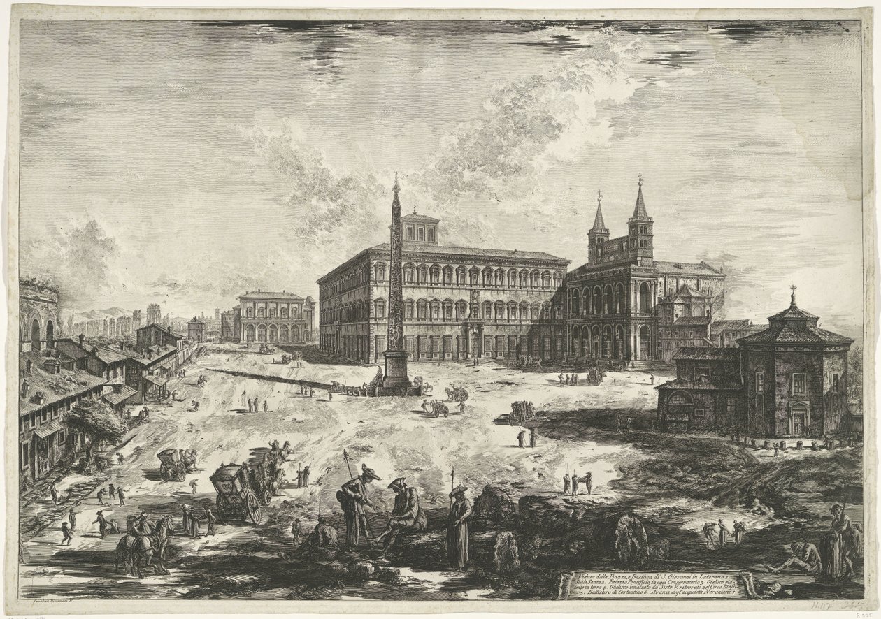 Gezicht op het Lateraan te Rome met de Sint-Jan van Lateranen door Giovanni Battista Piranesi