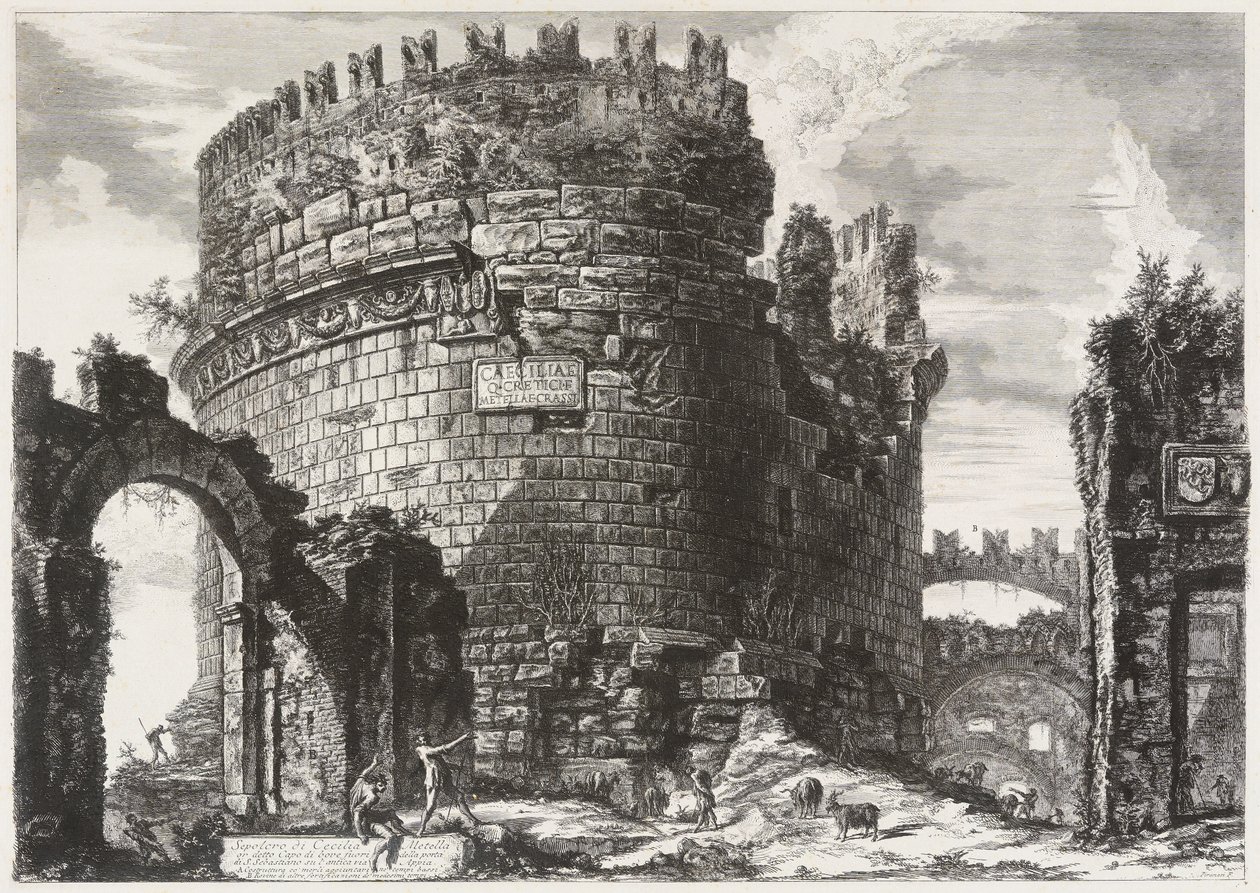 Grafmonument van Caecilia Metella door Giovanni Battista Piranesi