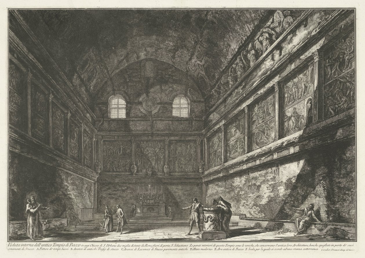 Interieur van Chiesa di Sant’Urbano te Rome door Giovanni Battista Piranesi