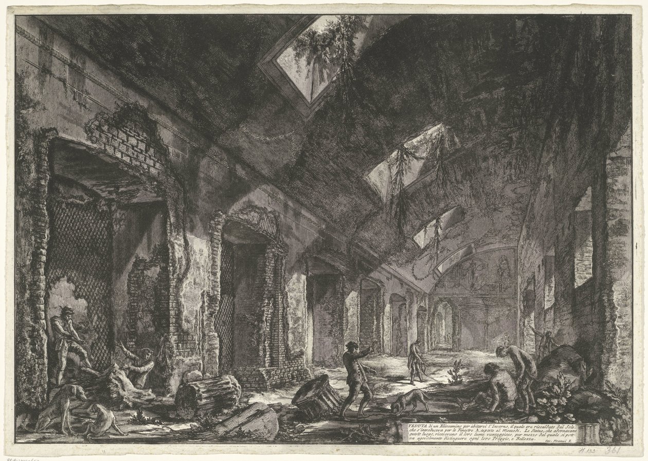 Interieur van de Heliocaminus Baden in de Villa Adriana te Tivoli door Giovanni Battista Piranesi