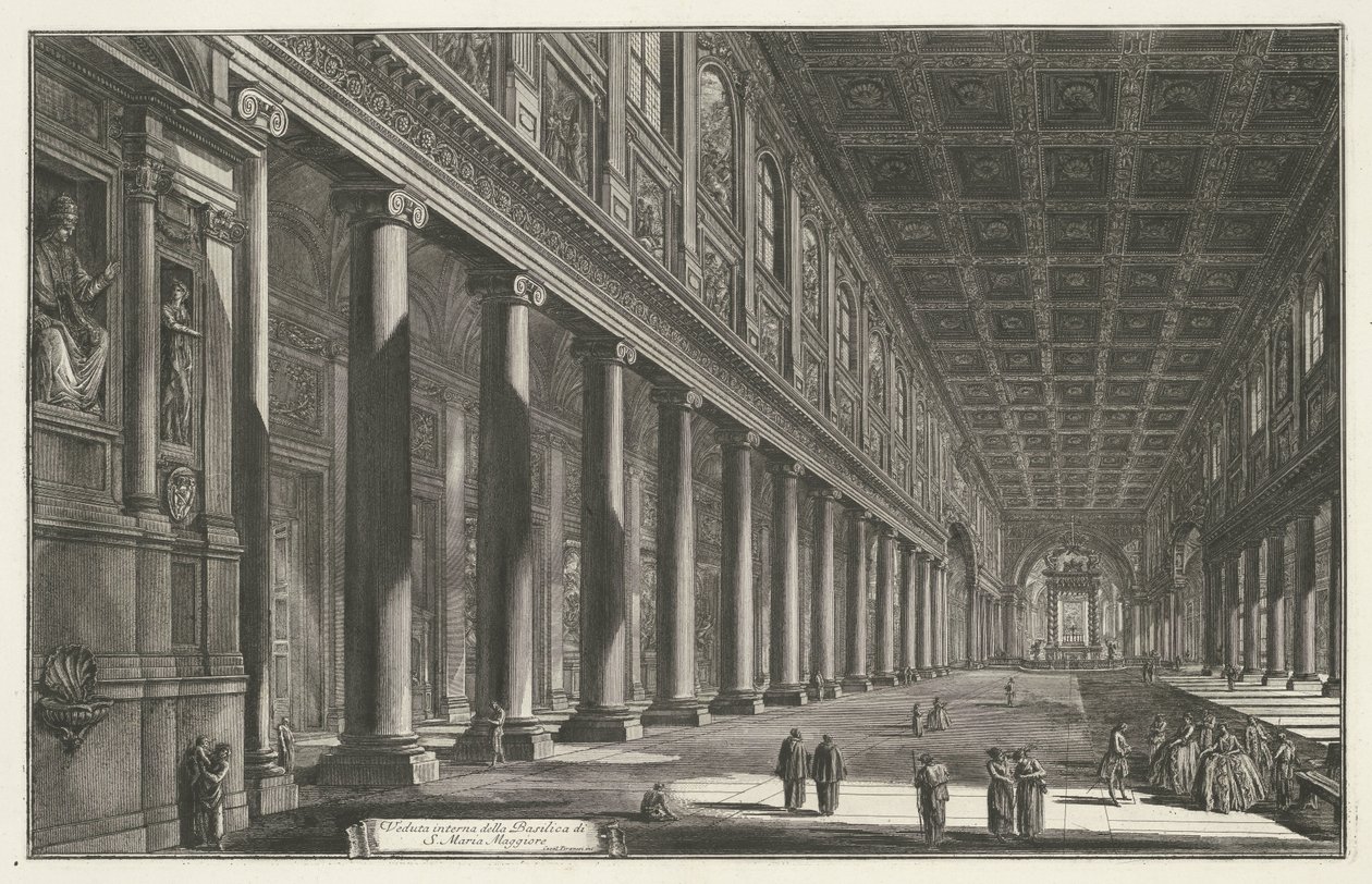 Interieur van de Santa Maria Maggiore te Rome door Giovanni Battista Piranesi