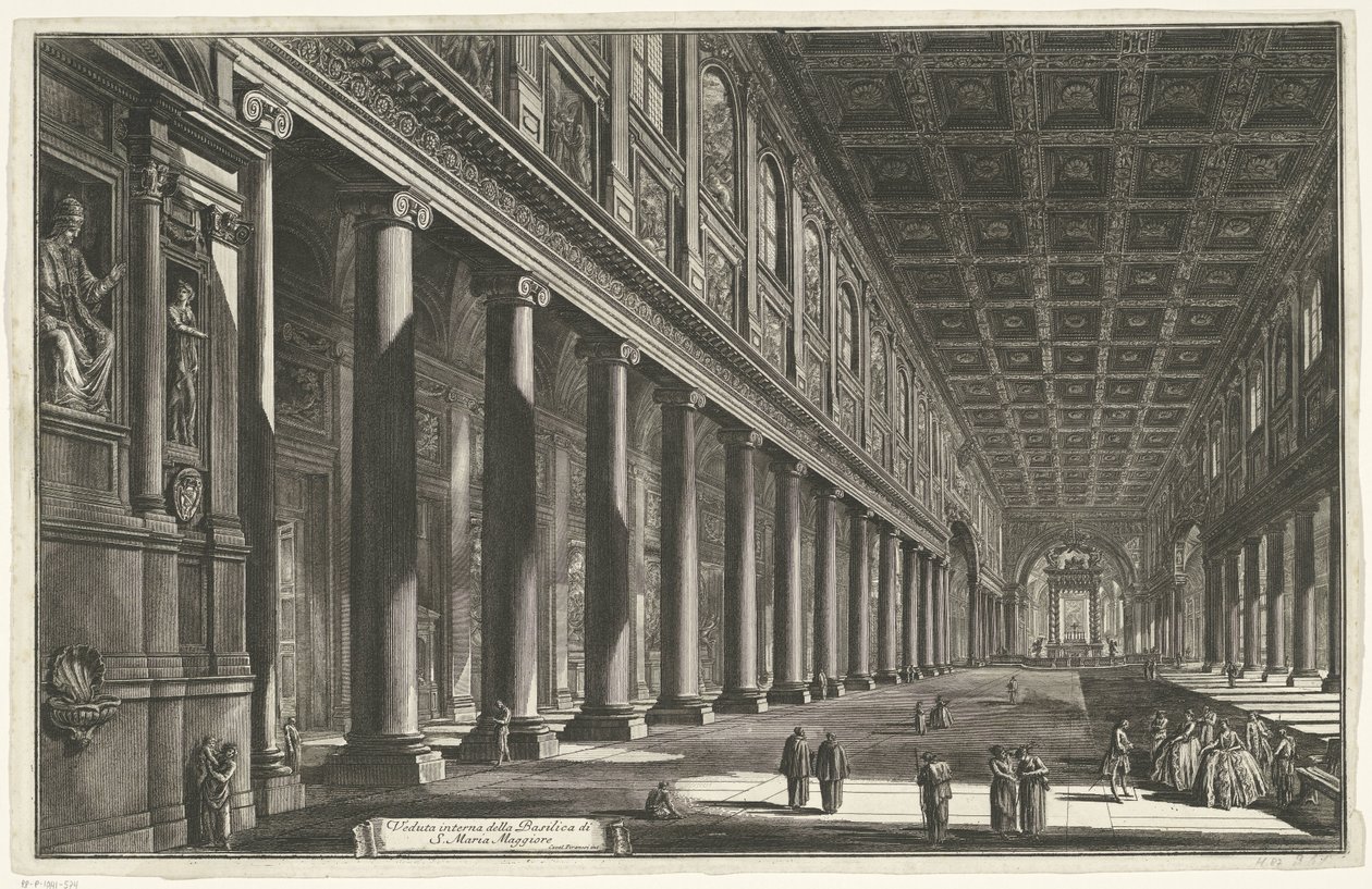 Interieur van de Santa Maria Maggiore te Rome door Giovanni Battista Piranesi