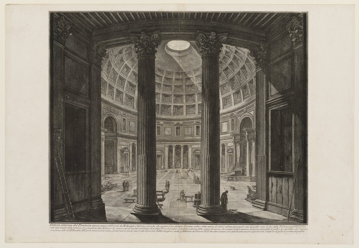 Interieur van het Pantheon door Giovanni Battista Piranesi