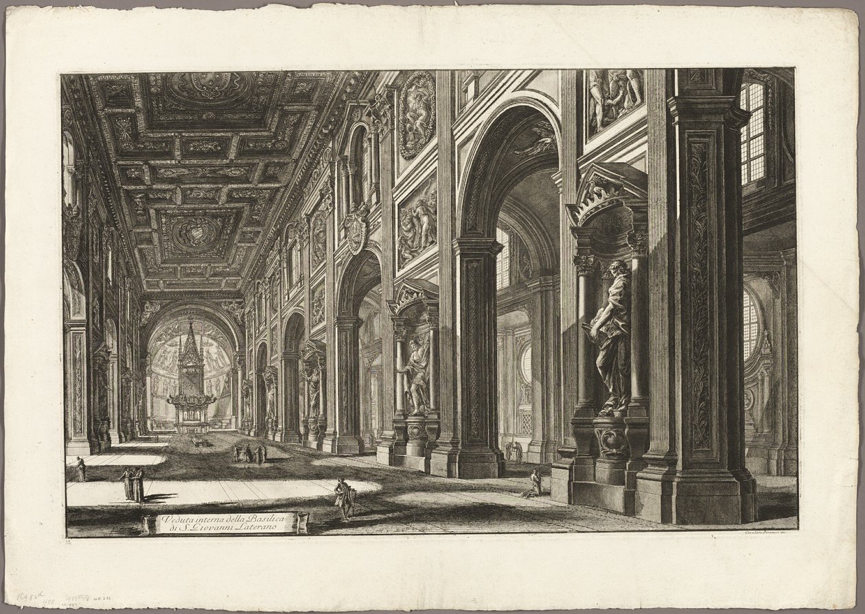Interieur van de basiliek van St. Jan van Lateranen, uit Zichten van Rome door Giovanni Battista Piranesi