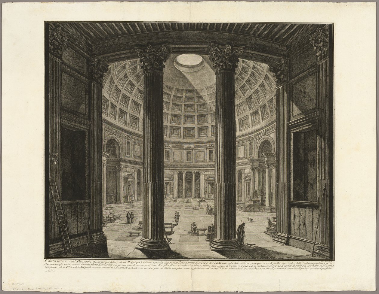 Interieur van het Pantheon, uit Zichten van Rome door Giovanni Battista Piranesi