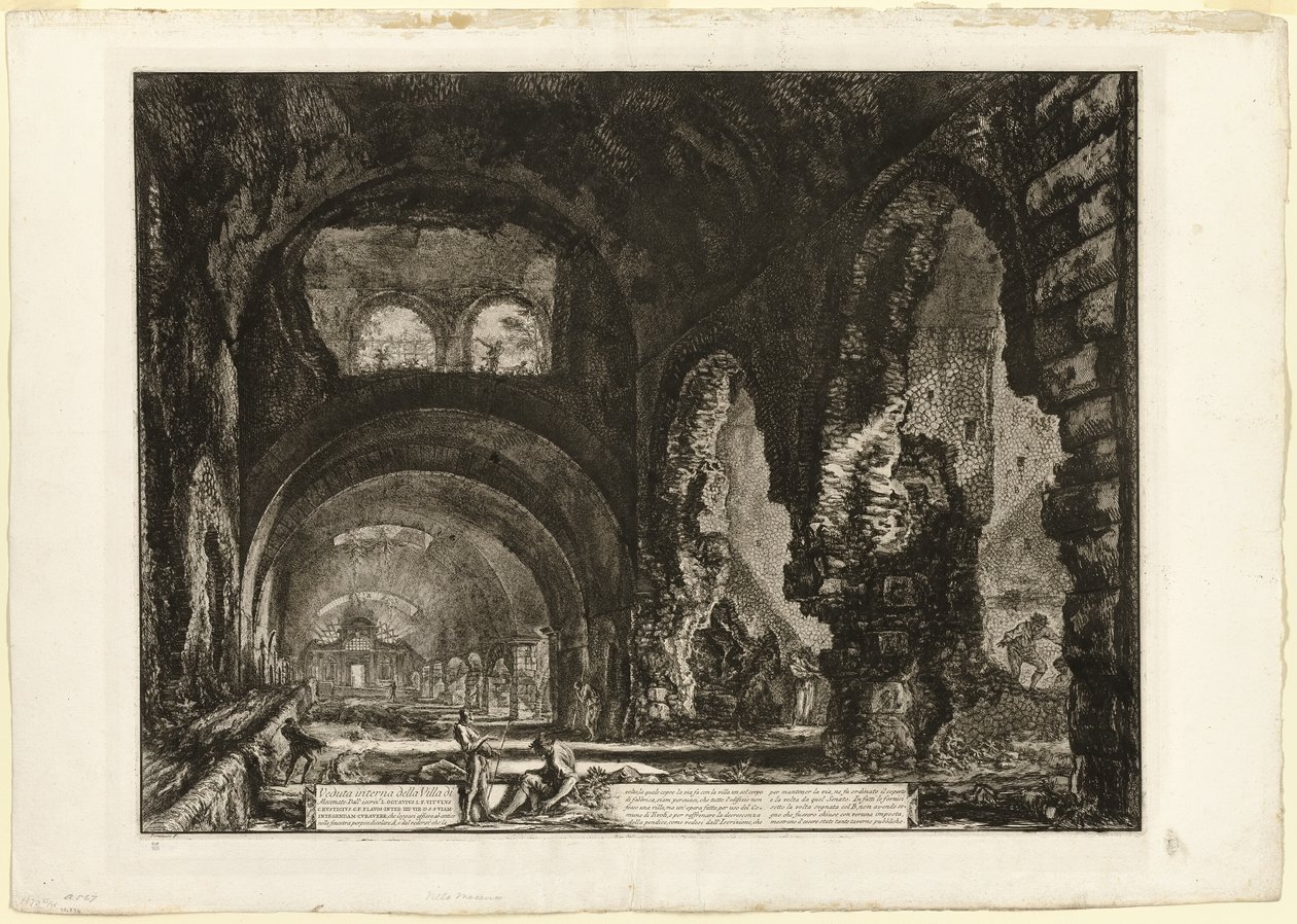 Interieur van de Villa van Maecenas, uit Zichten van Rome door Giovanni Battista Piranesi