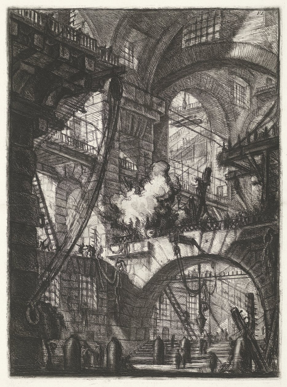 Kerker met rokend vuur door Giovanni Battista Piranesi