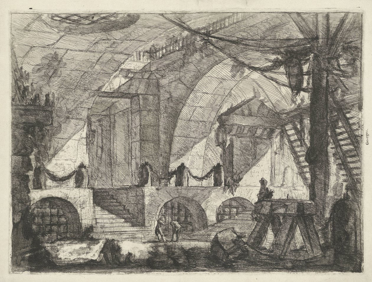 Kerker met zaagbok door Giovanni Battista Piranesi