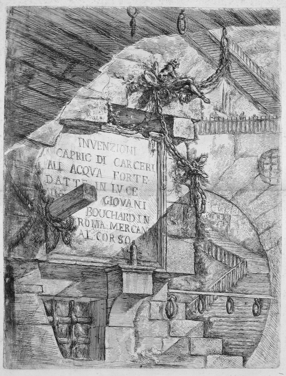 De gevangenissen van de uitvinding, plaat I: titelplaat door Giovanni Battista Piranesi