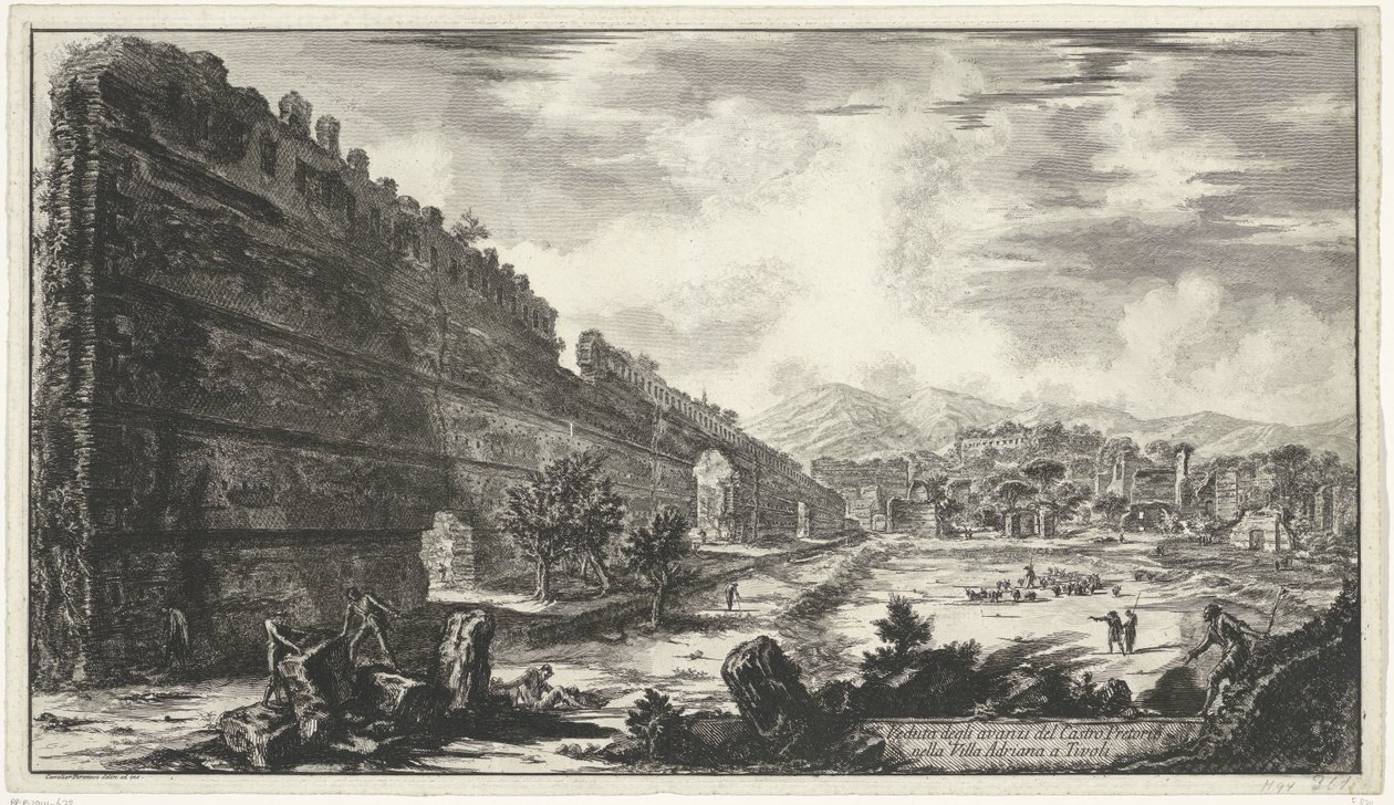 Pecile in de Villa Adriana te Tivoli door Giovanni Battista Piranesi