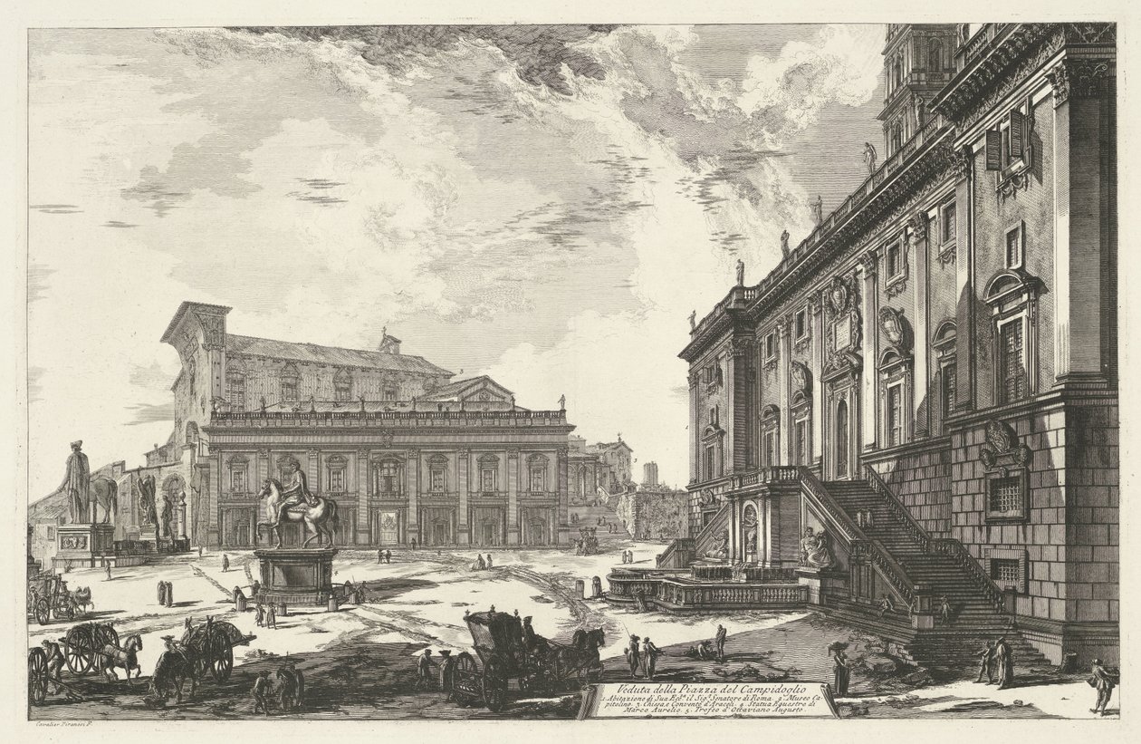 Piazza del Campidoglio te Rome door Giovanni Battista Piranesi