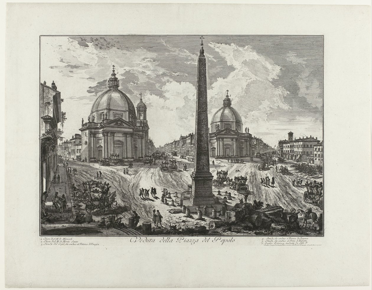 Piazza del Popolo te Rome door Giovanni Battista Piranesi