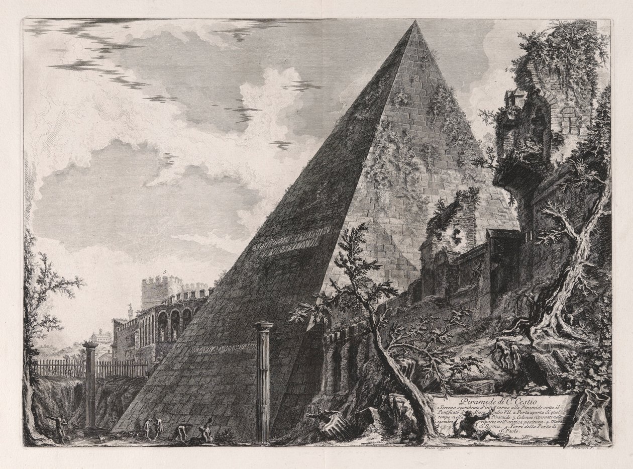 Piramide van C. Cestio, uit Vedute di Roma (Gezichten van Rome) door Giovanni Battista Piranesi