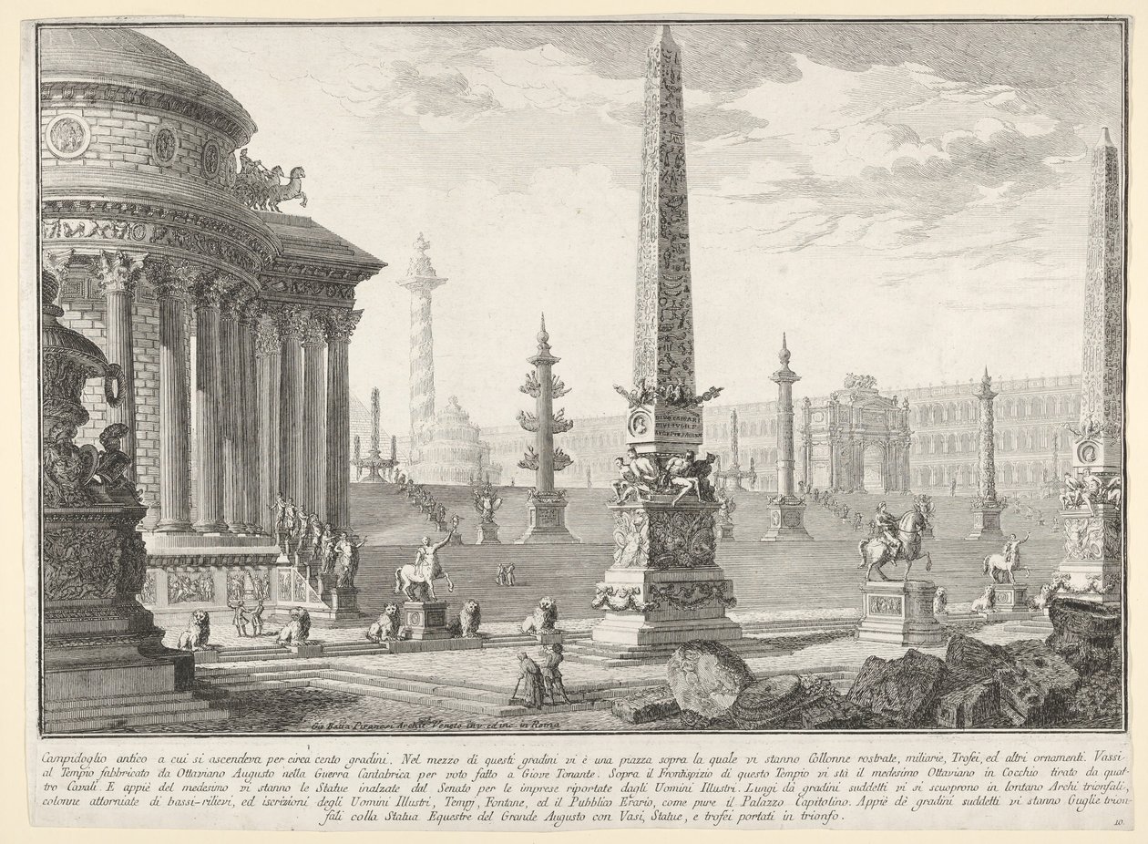 Plaat 10: Het oude Capitool beklommen door ongeveer honderd treden [...] Campido..., 1743 door Giovanni Battista Piranesi