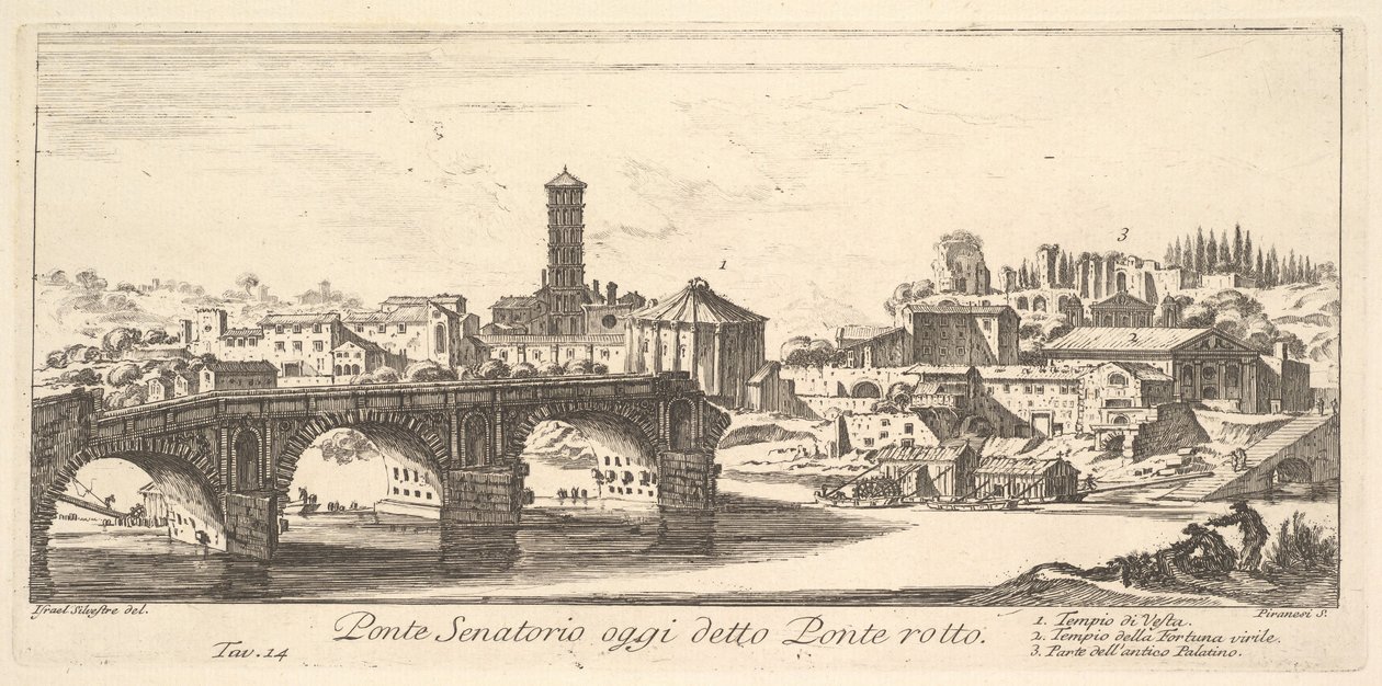 Senatoriale Brug, tegenwoordig de Ponte Rotto (Gebroken Brug) door Giovanni Battista Piranesi