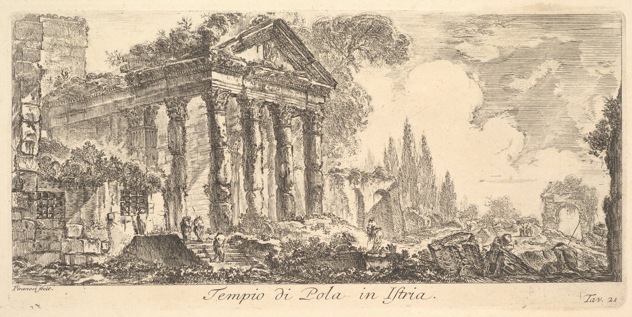 Plaat 21: Tempel van Pola in Istrië, ca. 1748 door Giovanni Battista Piranesi