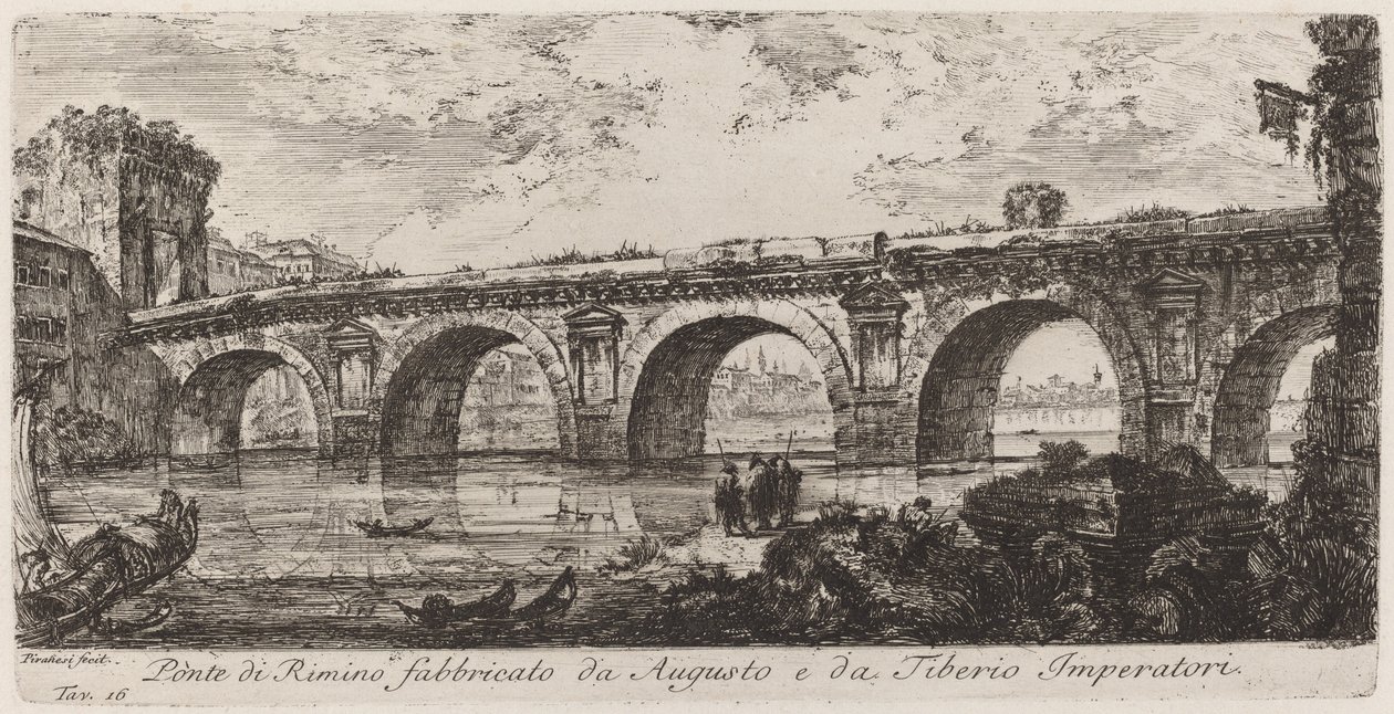 Brug van Rimini gebouwd door Augustus en keizer Tiberius door Giovanni Battista Piranesi