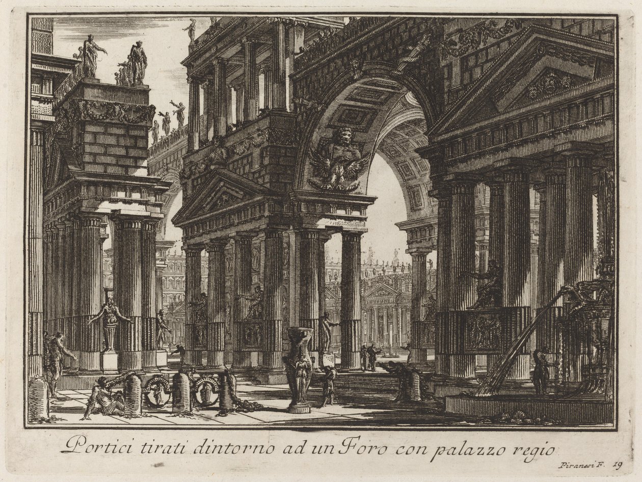 Portieken Rondom een Forum met Koninklijk Paleis door Giovanni Battista Piranesi