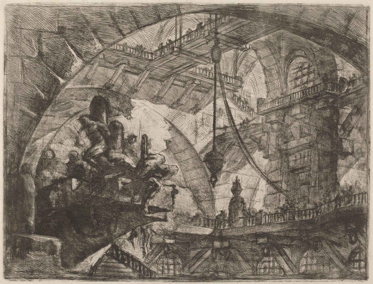 Gevangenen op een uitstekende platform door Giovanni Battista Piranesi