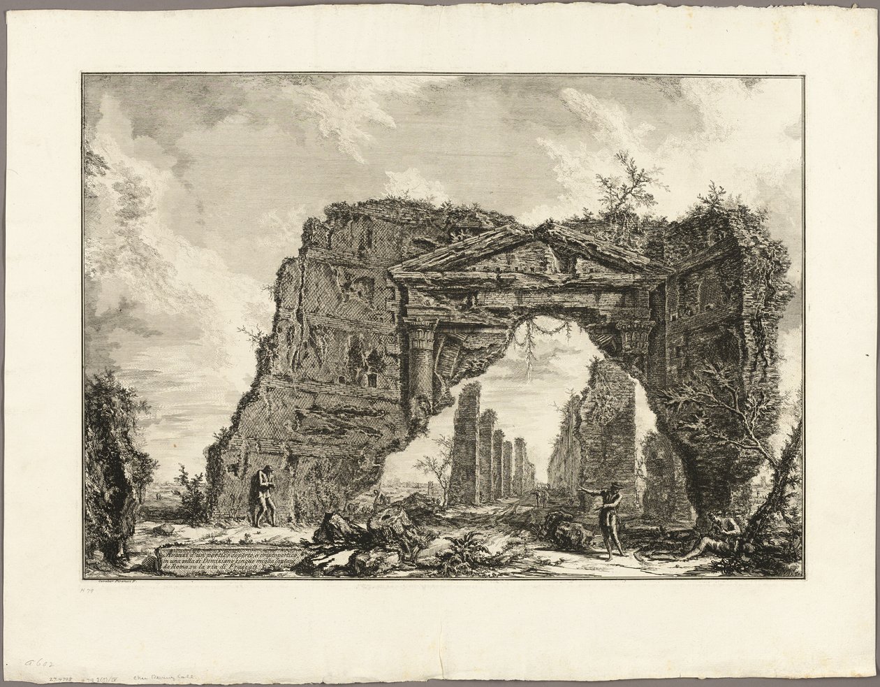 Resten van een overdekte portiek, of een cryptoporticus, in een villa van Domitianus, vijf mijl buiten Rome aan de Frascati-weg, uit Zichten op Rome door Giovanni Battista Piranesi