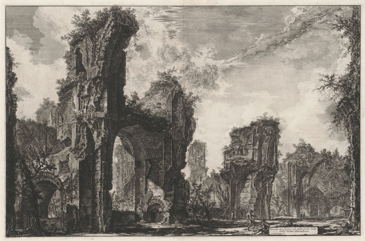 Ruïnes van de Sisto, ofwel van de grote zaal van de Thermen van Antoninus door Giovanni Battista Piranesi