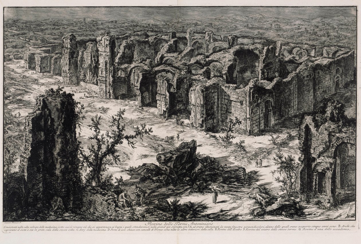 Ruïnes van de Thermen van Caracalla (uit: Vedute di Roma) door Giovanni Battista Piranesi