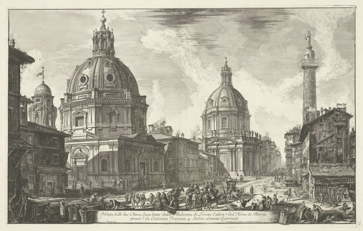 Santa Maria di Loreto en de Santissimo Nome di Maria te Rome door Giovanni Battista Piranesi