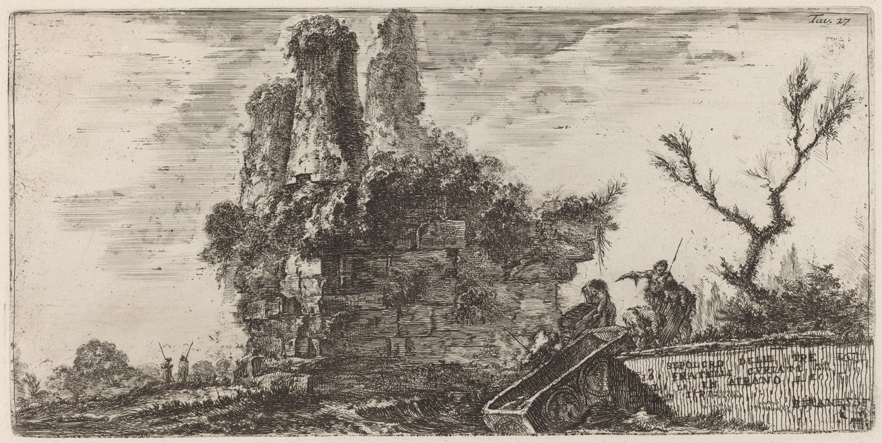 Graf van de Drie Broers Curiatii in Albano door Giovanni Battista Piranesi