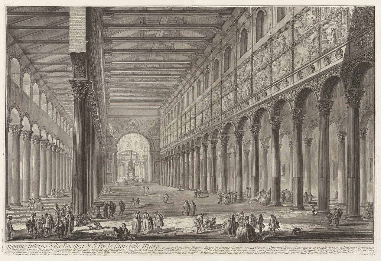 Doorsnede van de Basiliek van S. Paolo buiten de Muren door Giovanni Battista Piranesi