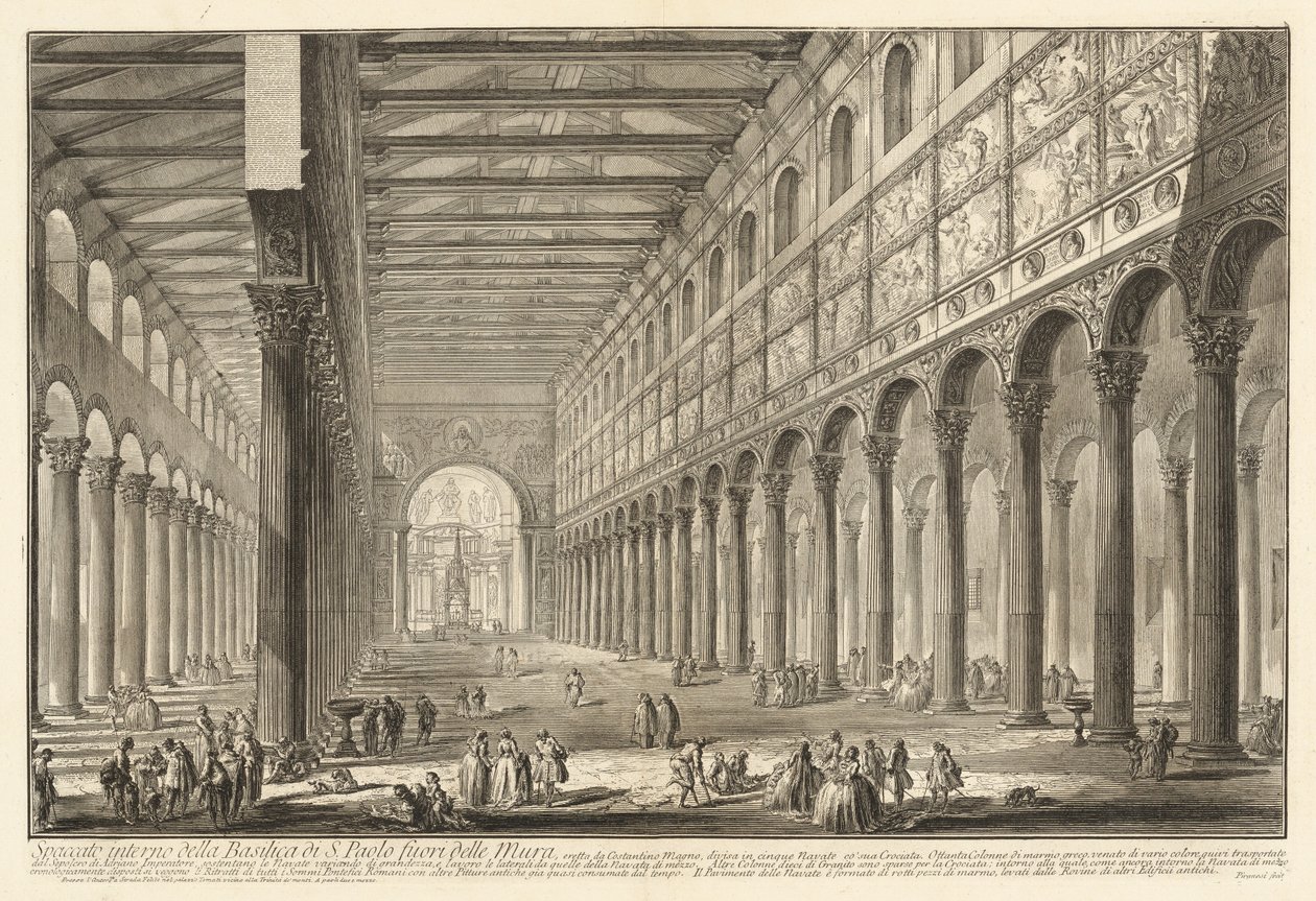 Interieur van de Basiliek van Sint-Paulus buiten de Muren door Giovanni Battista Piranesi