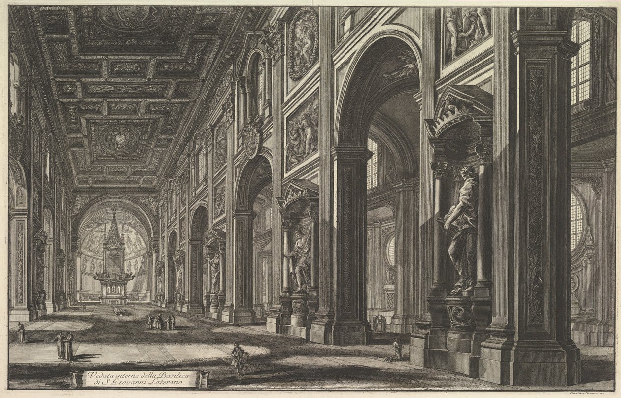 Sint-Jan van Lateranen, interieur, uit „Vedute di Roma“ (Uitzichten op Rome) door Giovanni Battista Piranesi