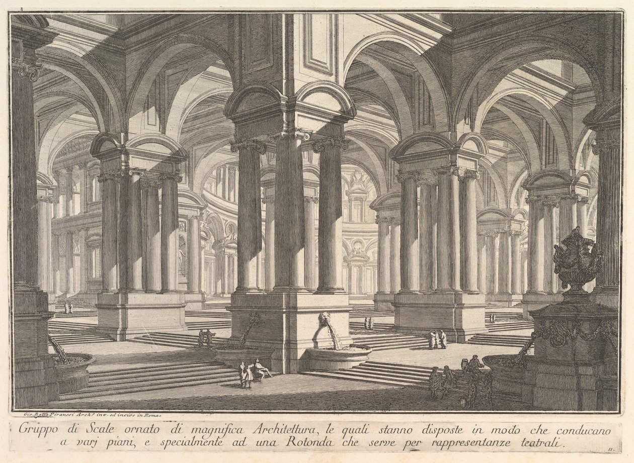 Trappen versierd met prachtige architectuur door Giovanni-Battista Piranesi