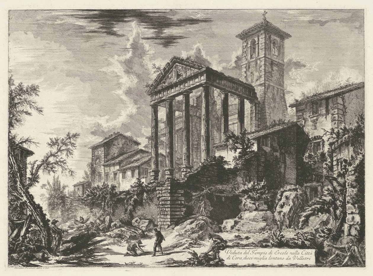 Tempel van Hercules te Cori door Giovanni Battista Piranesi