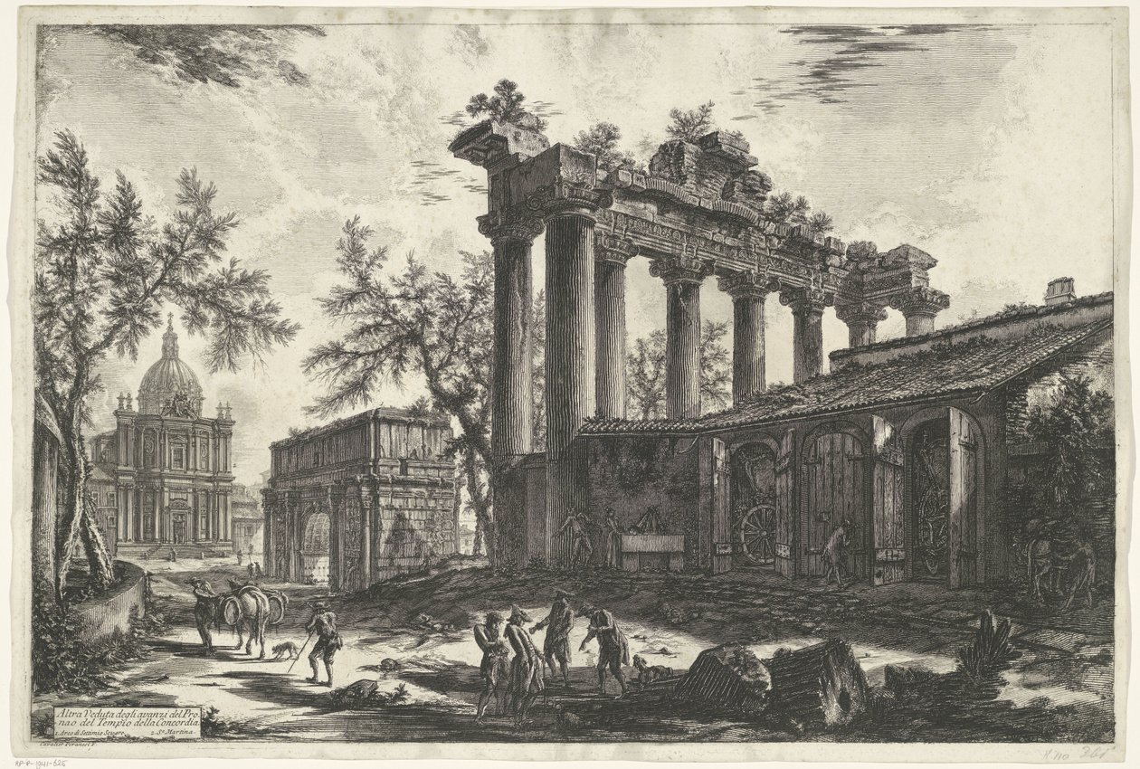 Tempel van Saturnus te Rome door Giovanni Battista Piranesi