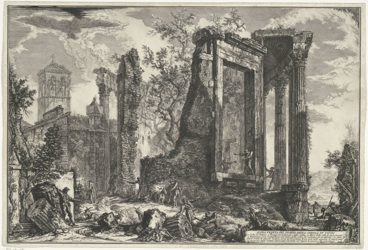 Tempel van Vesta en de Tempel van de Tiburtijnse Sibille in Tivoli door Giovanni Battista Piranesi