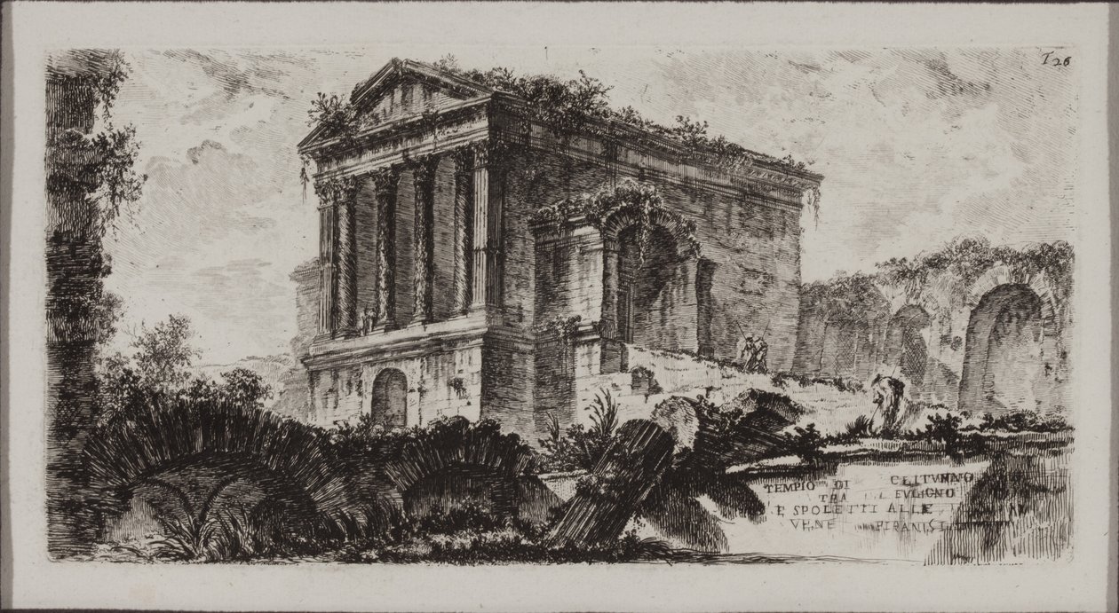 Tempel van Clitumnus tussen Fulgino en Spoleto door Giovanni Battista Piranesi