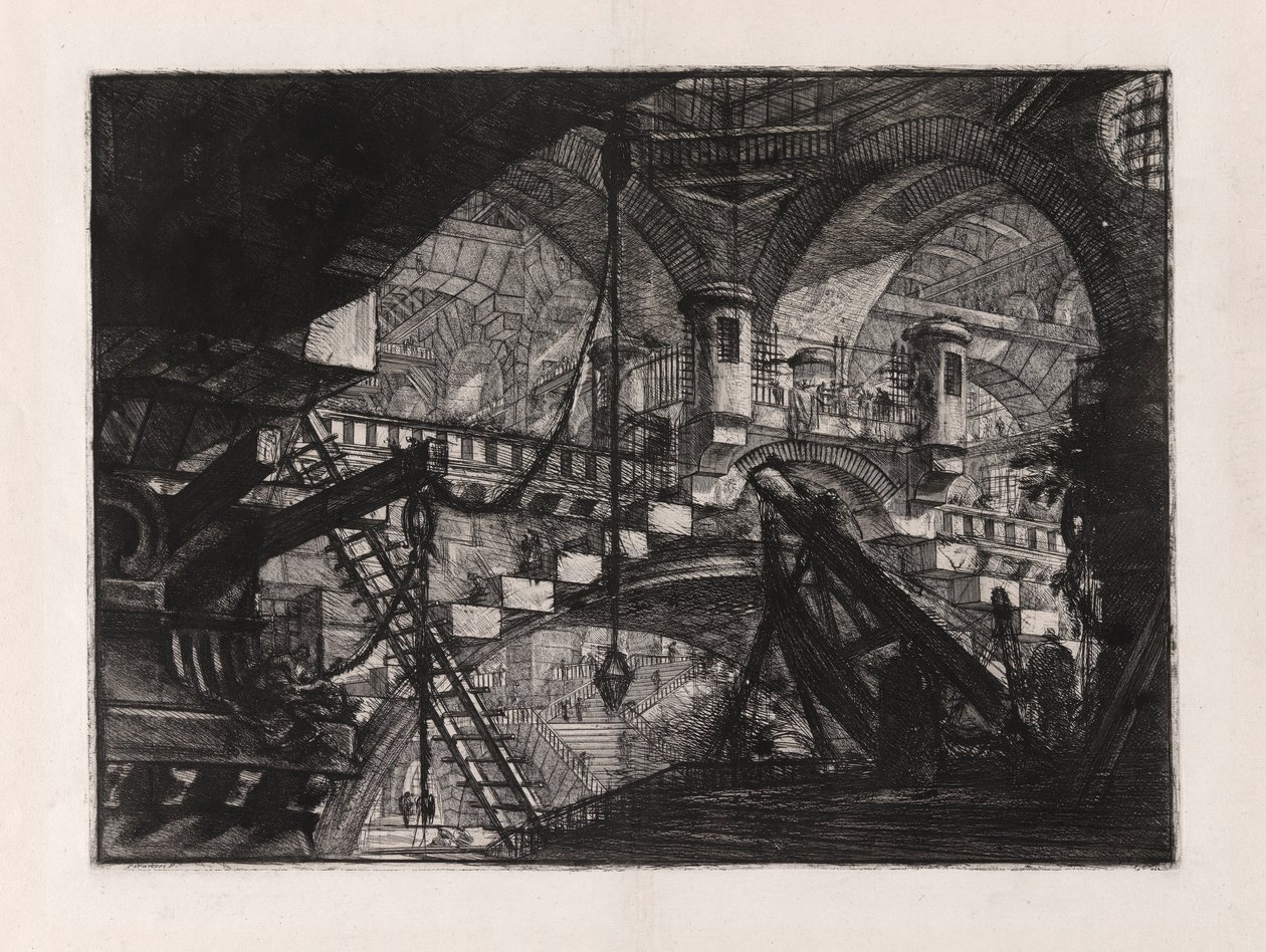 De boog met een schelpmotief, plaat 11 uit Carceri d door Giovanni Battista Piranesi