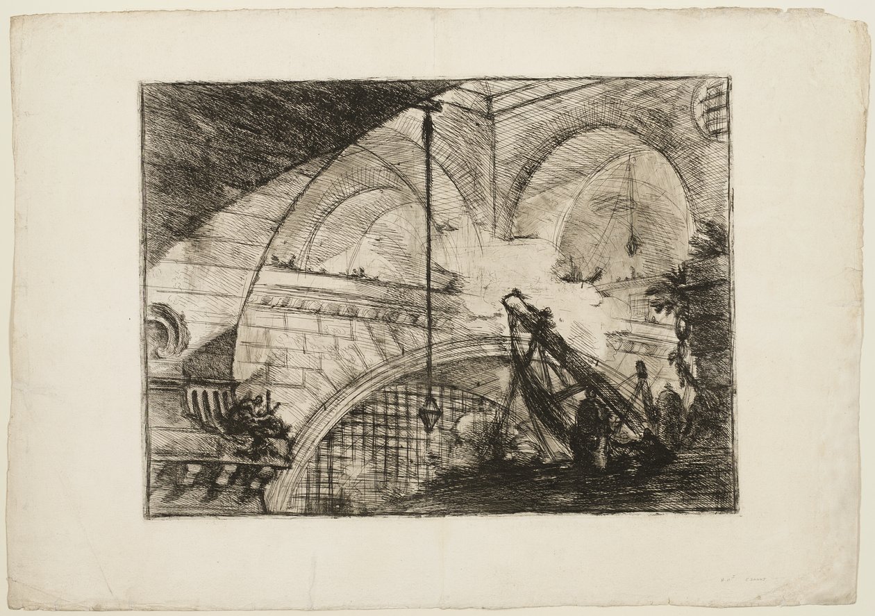 De boog met een schelpmotief, plaat 11 uit Imaginary Prisons door Giovanni Battista Piranesi