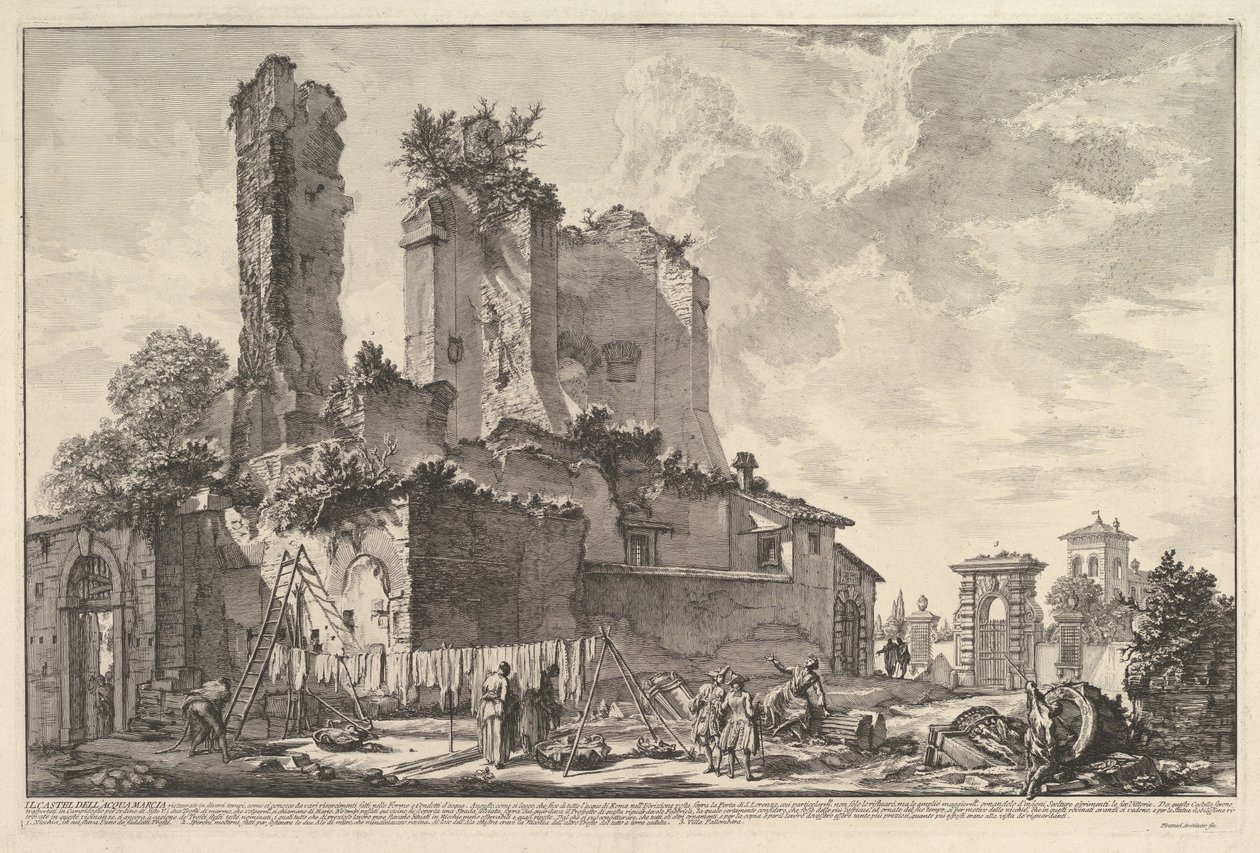 De Fontana dell’Aqua Giulia (Uitzichten op de overblijfselen van het Castello dell’Aqua Giulia) door Giovanni Battista Piranesi