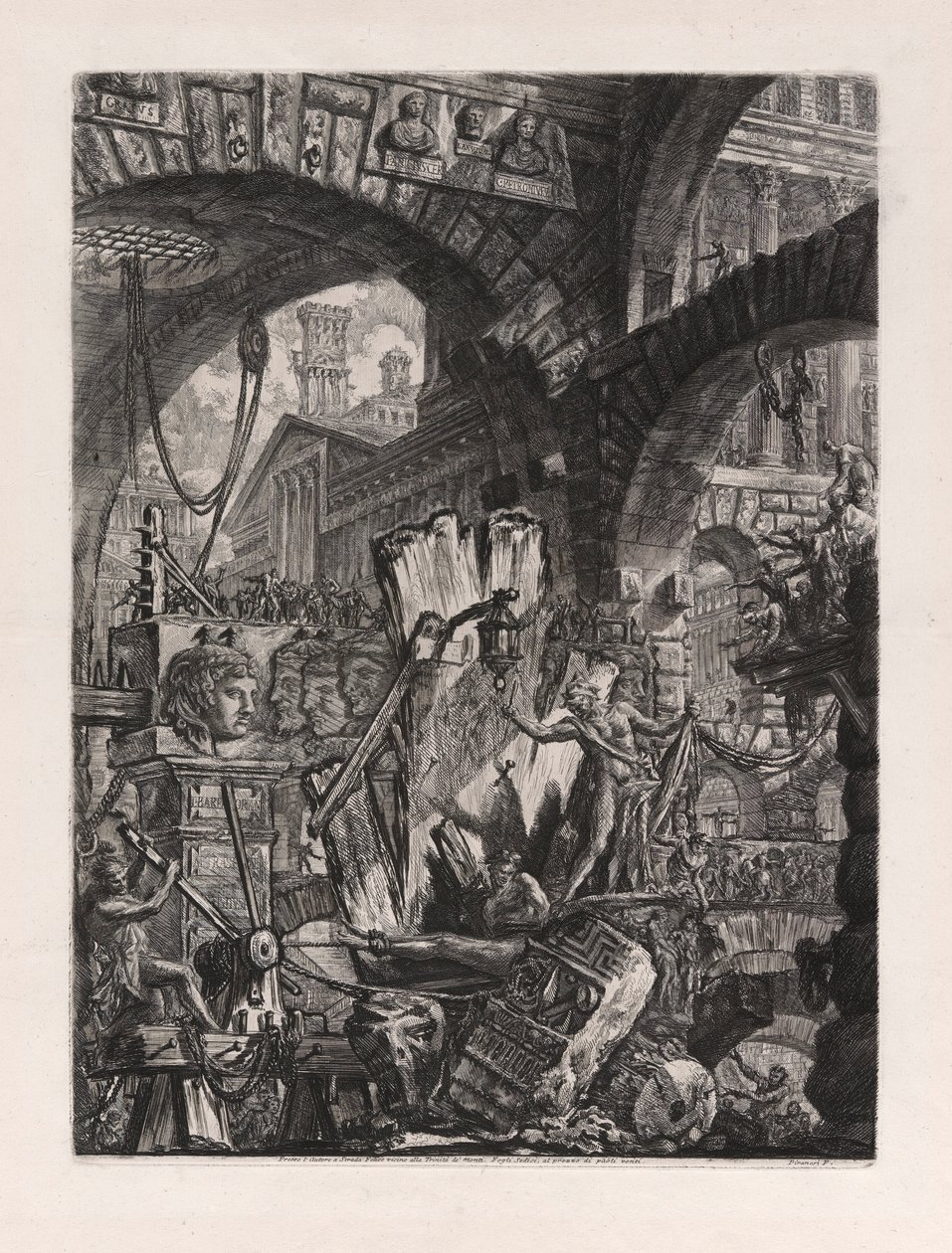 De Man op het Rek, plaat 2 uit Carceri d door Giovanni Battista Piranesi