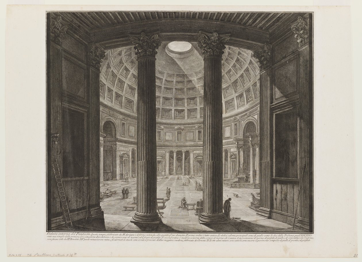 Het Pantheon, interieur door Giovanni Battista Piranesi