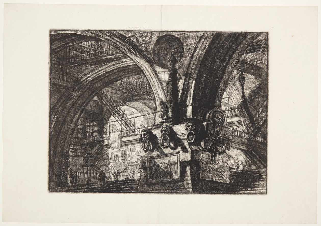 De pier met een lamp door Giovanni Battista Piranesi