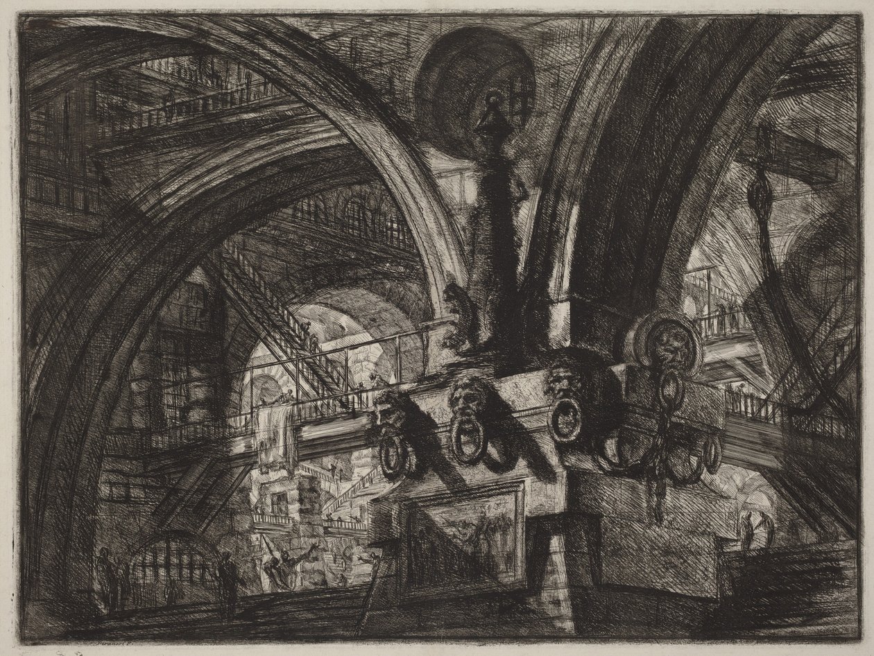De pier met een lantaarn door Giovanni Battista Piranesi